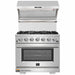 Forno 2-Piece Pro Appliance Package - 36-Inch Gas Range & Wall Mount Hood with Backsplash in Stainless Steel FORNO
