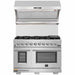 Forno 2-Piece Pro Appliance Package - 48-Inch Gas Range & Wall Mount Hood with Backsplash in Stainless Steel FORNO