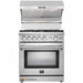 Forno 2-Piece Appliance Package - 30-Inch Gas Range & Wall Mount Hood with Backsplash in Stainless Steel FORNO