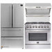 Forno 3-Piece Appliance Package - 36-Inch Dual Fuel Range, Refrigerator, & Wall Mount Hood with Backsplash in Stainless Steel FORNO
