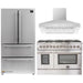 Forno 3-Piece Appliance Package - 48-Inch Dual Fuel Range, 36-Inch Refrigerator & Wall Mount Hood in Stainless Steel FORNO