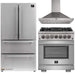 Forno 3-Piece Pro Appliance Package - 30-Inch Dual Fuel Range, Refrigerator, Wall Mount Hood in Stainless Steel FORNO