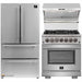Forno 3-Piece Pro Appliance Package - 30-Inch Dual Fuel Range, Refrigerator, & Wall Mount Hood with Backsplash in Stainless Steel FORNO