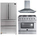 Forno 3-Piece Appliance Package - 36-Inch Gas Range, Refrigerator, & Wall Mount Hood in Stainless Steel FORNO