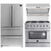 Forno 3-Piece Appliance Package - 36-Inch Gas Range, Refrigerator, & Wall Mount Hood with Backsplash in Stainless Steel FORNO