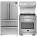 Forno 3-Piece Pro Appliance Package - 30-Inch Gas Range, Refrigerator, & Wall Mount Hood with Backsplash in Stainless Steel FORNO
