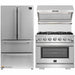 Forno 3-Piece Pro Appliance Package - 36-Inch Gas Range, Refrigerator, & Wall Mount Hood with Backsplash in Stainless Steel FORNO