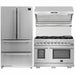 Forno 3-Piece Pro Appliance Package - 48-Inch Gas Range, 36-Inch Refrigerator & Wall Mount Hood with Backsplash in Stainless Steel FORNO