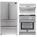 Forno 3-Piece Appliance Package - 30-Inch Gas Range with Air Fryer, 36-Inch Refrigerator & Wall Mount Hood with Backsplash in Stainless Steel FORNO