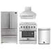 Forno 4-Piece Appliance Package - 30-Inch Electric Range, Wall Mount Range Hood, French Door Refrigerator, and Dishwasher in Stainless Steel FORNO