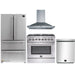 Forno 4-Piece Appliance Package - 36-Inch Dual Fuel Range, Refrigerator, Wall Mount Hood, & 3-Rack Dishwasher in Stainless Steel FORNO