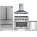 Forno 4-Piece Pro Appliance Package - 36-Inch Dual Fuel Range, Refrigerator, Wall Mount Hood, & 3-Rack Dishwasher in Stainless Steel FORNO