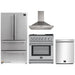 Forno 4-Piece Appliance Package - 30-Inch Dual Fuel Range with Air Fryer, Refrigerator, Wall Mount Hood, & 3-Rack Dishwasher in Stainless Steel FORNO
