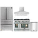 Forno 4-Piece Appliance Package - 48-Inch Gas Range, Refrigerator, Wall Mount Hood, & 3-Rack Dishwasher in Stainless Steel FORNO