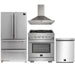 Forno 4-Piece Pro Appliance Package - 30-Inch Gas Range, 36-Inch Refrigerator Wall Mount Hood, & 3-Rack Dishwasher in Stainless Steel FORNO