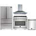 Forno 4-Piece Pro Appliance Package - 36-Inch Gas Range, Refrigerator, Wall Mount Hood, & 3-Rack Dishwasher in Stainless Steel FORNO