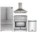 Forno 4-Piece Appliance Package - 30-Inch Gas Range, Refrigerator, Wall Mount Hood, & 3-Rack Dishwasher in Stainless Steel FORNO