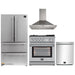 Forno 4-Piece Appliance Package - 30-Inch Gas Range with Air Fryer, Refrigerator, Wall Mount Hood, & 3-Rack Dishwasher in Stainless Steel FORNO