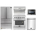 Forno 5-Piece Appliance Package - 30-Inch Electric Range, Wall Mount Range Hood with Backsplash, French Door Refrigerator, Dishwasher, and Microwave Drawer in Stainless Steel FORNO
