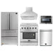 Forno 5-Piece Appliance Package - 30-Inch Electric Range, Wall Mount Range Hood, French Door Refrigerator, Dishwasher, and Microwave Drawer in Stainless Steel FORNO