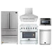 Forno 5-Piece Appliance Package - 36-Inch Electric Range, Wall Mount Range Hood, French Door Refrigerator, Dishwasher, and Microwave Drawer in Stainless Steel FORNO