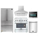 Forno 5-Piece Appliance Package - 36-Inch Electric Range, Wall Mount Range Hood, French Door Refrigerator, Dishwasher, and Microwave Oven in Stainless Steel FORNO