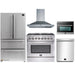 Forno 5-Piece Appliance Package - 36-Inch Dual Fuel Range, Refrigerator, Wall Mount Hood, Microwave Oven, & 3-Rack Dishwasher in Stainless Steel FORNO
