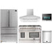 Forno 5-Piece Appliance Package - 48-Inch Dual Fuel Range, Refrigerator, Wall Mount Hood, Microwave Oven, & 3-Rack Dishwasher in Stainless Steel FORNO
