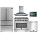 Forno 5-Piece Pro Appliance Package - 36-Inch Dual Fuel Range, Refrigerator, Wall Mount Hood, Microwave Oven, & 3-Rack Dishwasher in Stainless Steel FORNO