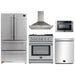 Forno 5-Piece Appliance Package - 30-Inch Dual Fuel Range with Air Fryer, Refrigerator, Wall Mount Hood, Microwave Drawer, & 3-Rack Dishwasher in Stainless Steel FORNO