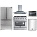 Forno 5-Piece Appliance Package - 36-Inch Gas Range, Refrigerator, Wall Mount Hood, Microwave Drawer, & 3-Rack Dishwasher in Stainless Steel FORNO