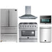 Forno 5-Piece Appliance Package - 36-Inch Gas Range, Refrigerator, Wall Mount Hood, Microwave Oven, & 3-Rack Dishwasher in Stainless Steel FORNO
