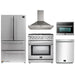 Forno 5-Piece Appliance Package - 30-Inch Gas Range, Refrigerator, Wall Mount Hood, Microwave Oven, & 3-Rack Dishwasher in Stainless Steel FORNO