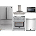 Forno 5-Piece Appliance Package - 30-Inch Gas Range with Air Fryer, Refrigerator, Wall Mount Hood, Microwave Drawer, & 3-Rack Dishwasher in Stainless Steel FORNO