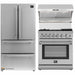 Forno 3-Piece Appliance Package - 30-Inch Dual Fuel Range with Air Fryer, Refrigerator, & Wall Mount Hood with Backsplash in Stainless Steel FORNO