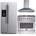 Forno 3-Piece Appliance Package - 36-Inch Dual Fuel Range, Refrigerator with Water Dispenser, & Wall Mount Hood in Stainless Steel FORNO