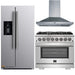 Forno 3-Piece Pro Appliance Package - 36-Inch Dual Fuel Range, Refrigerator with Water Dispenser, & Wall Mount Hood in Stainless Steel FORNO
