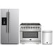 Forno 3-Piece Pro Appliance Package - 36-Inch Dual Fuel Range, Refrigerator with Water Dispenser, & Dishwasher in Stainless Steel FORNO