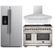 Forno 3-Piece Pro Appliance Package - 48-Inch Dual Fuel Range, Refrigerator with Water Dispenser, & Wall Mount Hood in Stainless Steel FORNO