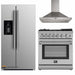 Forno 3-Piece Appliance Package - 30-Inch Dual Fuel Range with Air Fryer, Refrigerator with Water Dispenser,& Wall Mount Hood in Stainless Steel FORNO