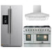Forno 3-Piece Appliance Package - 48-Inch Gas Range, Refrigerator with Water Dispenser, & Wall Mount Hood in Stainless Steel FORNO