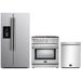 Forno 3-Piece Appliance Package - 30-Inch Gas Range, Refrigerator with Water Dispenser,& Dishwasher in Stainless Steel FORNO
