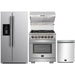 Forno 4-Piece Pro Appliance Package - 30-Inch Dual Fuel Range, Refrigerator with Water Dispenser, Wall Mount Hood with Backsplash, & 3-Rack Dishwasher in Stainless Steel FORNO