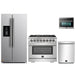 Forno 4-Piece Pro Appliance Package - 36-Inch Dual Fuel Range, Refrigerator with Water Dispenser, Microwave Oven, & 3-Rack Dishwasher in Stainless Steel FORNO