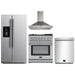 Forno 4-Piece Appliance Package - 30-Inch Dual Fuel Range with Air Fryer, Refrigerator with Water Dispenser, Wall Mount Hood, & 3-Rack Dishwasher in Stainless Steel FORNO