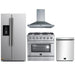 Forno 4-Piece Appliance Package - 36-Inch Gas Range, Refrigerator with Water Dispenser, Wall Mount Hood, & 3-Rack Dishwasher in Stainless Steel FORNO
