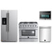 Forno 4-Piece Appliance Package - 36-Inch Gas Range, Refrigerator with Water Dispenser, Microwave Oven, & 3-Rack Dishwasher in Stainless Steel FORNO