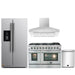 Forno 4-Piece Appliance Package - 48-Inch Gas Range, Refrigerator with Water Dispenser, Wall Mount Hood, & 3-Rack Dishwasher in Stainless Steel FORNO