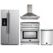 Forno 4-Piece Appliance Package - 30-Inch Gas Range, Refrigerator with Water Dispenser, Wall Mount Hood, & 3-Rack Dishwasher in Stainless Steel FORNO
