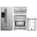 Forno 4-Piece Appliance Package - 30-Inch Gas Range, Refrigerator with Water Dispenser, Wall Mount Hood with Backsplash, & 3-Rack Dishwasher in Stainless Steel FORNO